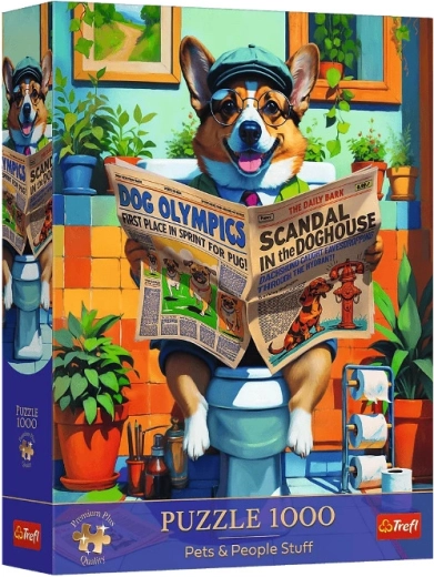Puzzle 1000 Premium Plus – Corgi auf der Toilette