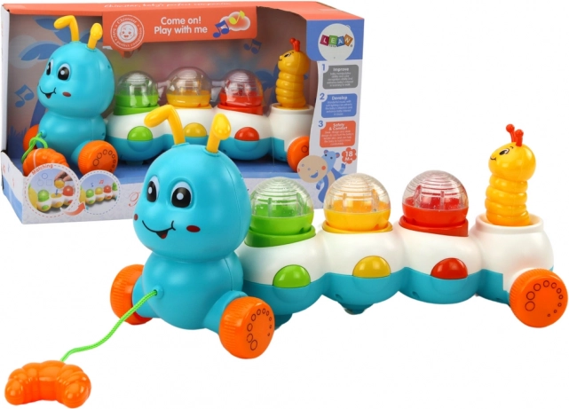 Bunte Zieh-Raupe mit Lichtern und Geräuschen