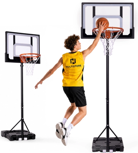 Movepre freistehender, höhenverstellbarer Basketballkorb mit Brett bis 210 cm