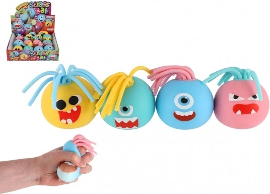 Antistressball mit Gesicht – Fransen, Farbmix