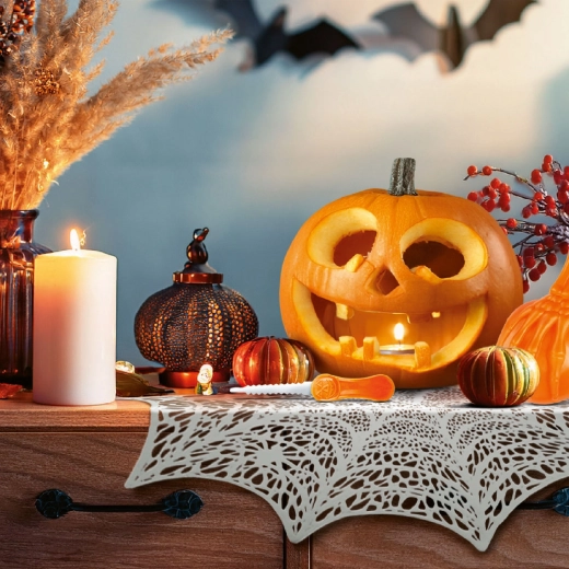 Halloween-Spinnennetz-Unterlage, silberfarben, 37 cm
