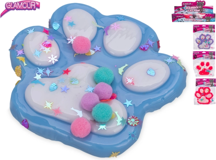 Antistress-Spielzeug Katzenpfote mit Glitzer-Slime Glamour Mega