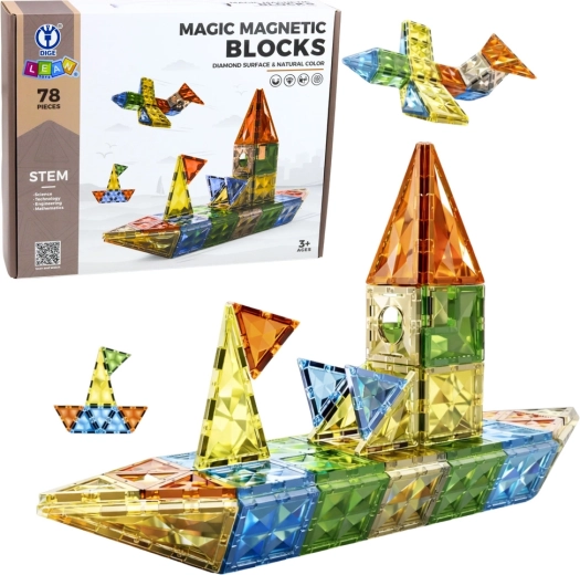 Magnetische 3D-Bausteine, bunt, 78 Teile