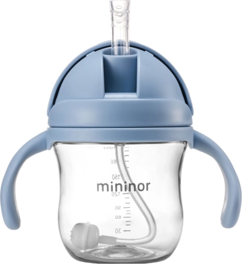 Mininor Tritan-Trinkflasche mit Strohhalm Sky Blue – 1 Stück
