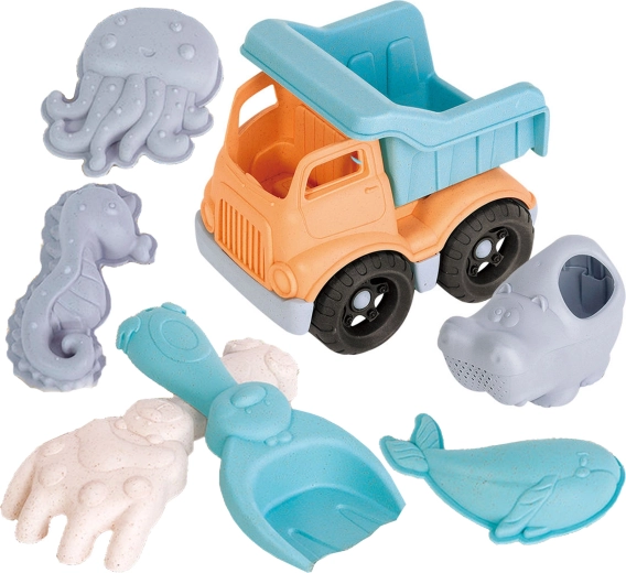Woopie grünes Sandspiel-Set mit Kipplastwagen, 7 Teile, biologisch abbaubares Material