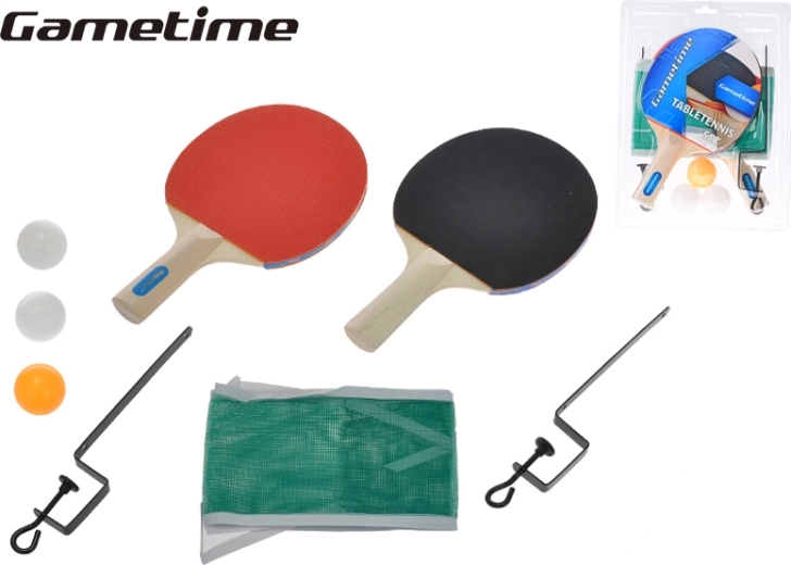 Gametime Tischtennis-Set mit Netz, 2 Schlägern und 3 Bällen