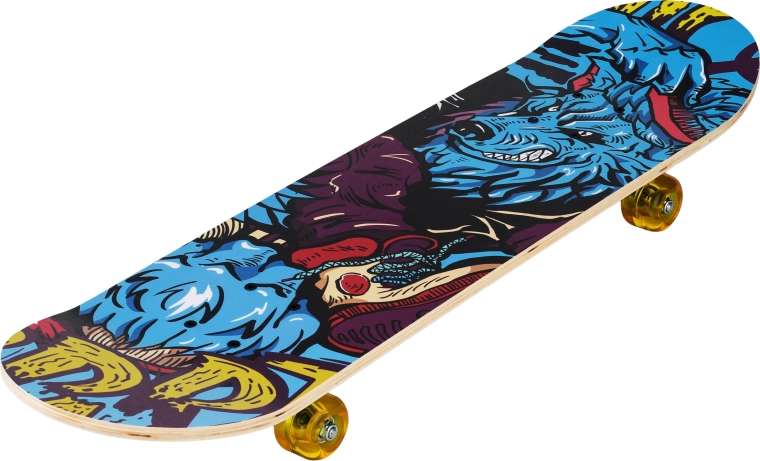 Skateboard Street Wolf 31" – blauer Wolf Graffiti