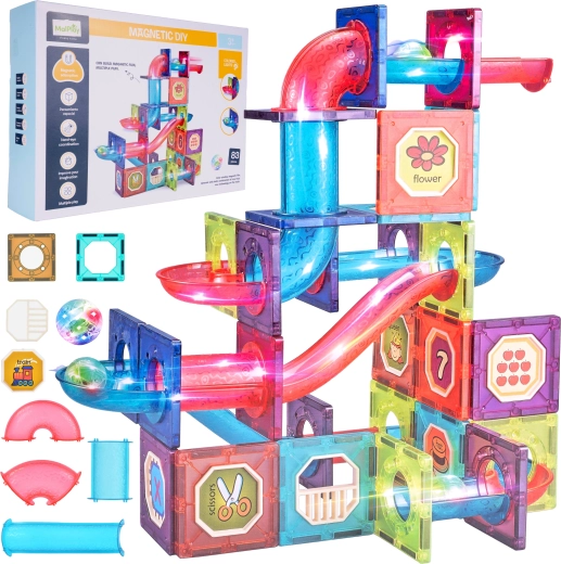 Magnetisches 3D-Bauset, 83 Teile mit Licht