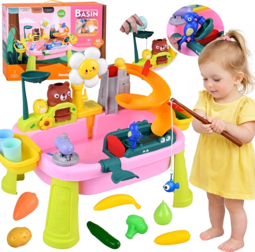 Großer Wassertisch für Kinder mit Rutsche und 40 Zubehörteilen