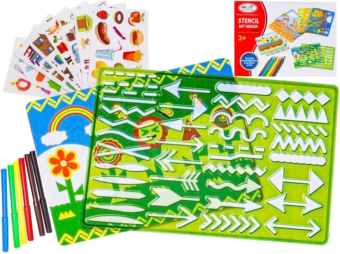 Kreativset mit Zeichenschablonen für Muster mit Filzstiften (Spirograf) – 1 Stück