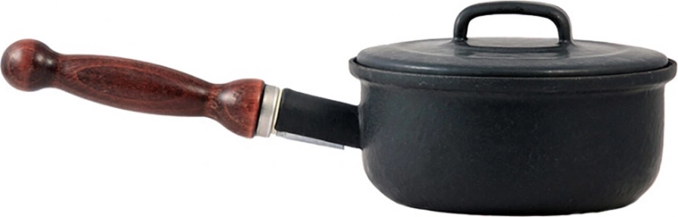 Emaillierter Stieltopf mit Deckel 16 cm, 1,25 l mit abnehmbarem Griff