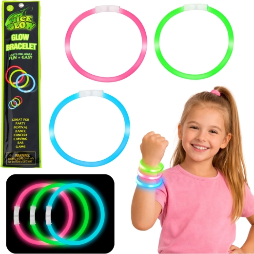 Leuchtende fluoreszierende Armbänder Glow Stick 3 Stk., 20 cm