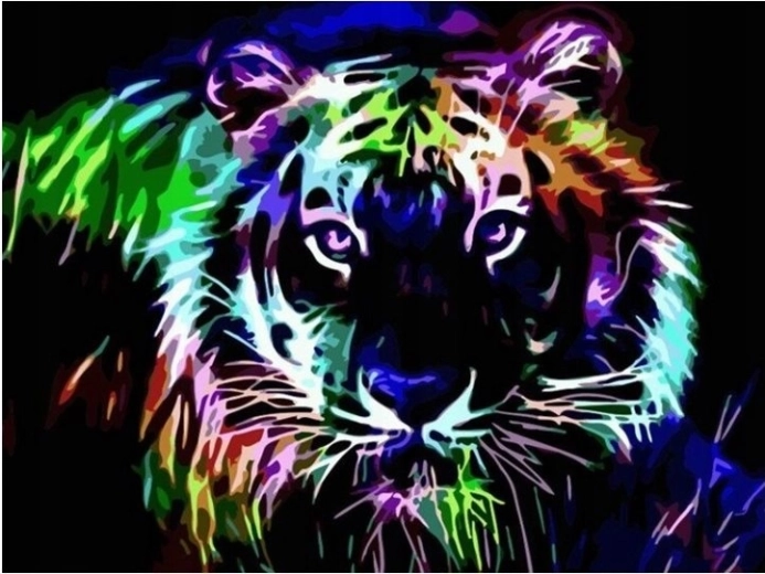 Diamantmalerei Neon-Tiger 30 × 40 cm