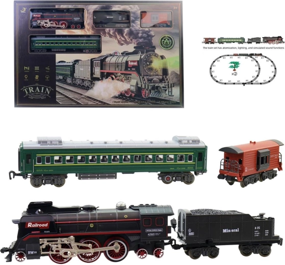 MaDe Personen-Dampfeisenbahn mit Licht, Sound und Rauch – Lokomotive mit 3 Waggons