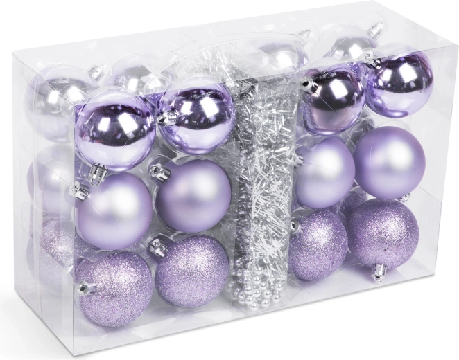 Set mit 26 violetten Christbaumkugeln