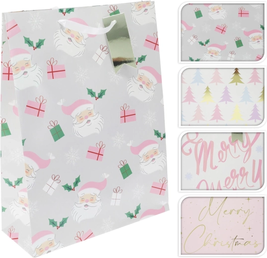 Geschenkpapiertüte XL Weihnachten Rosa Mix Dekore 40 × 30 × 12 cm