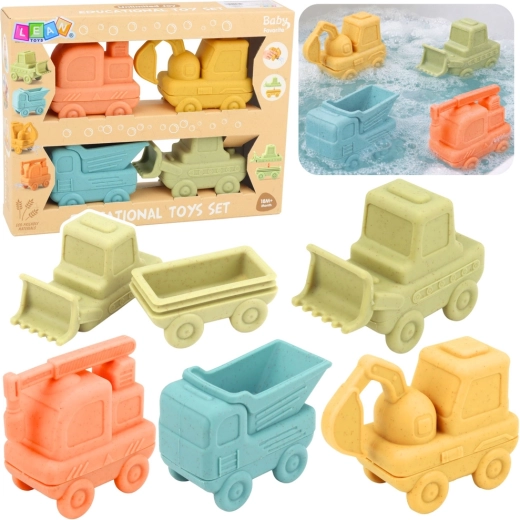 Gummifahrzeuge zum Auseinandernehmen für die Kleinsten, Bade-Set 4 Stk.