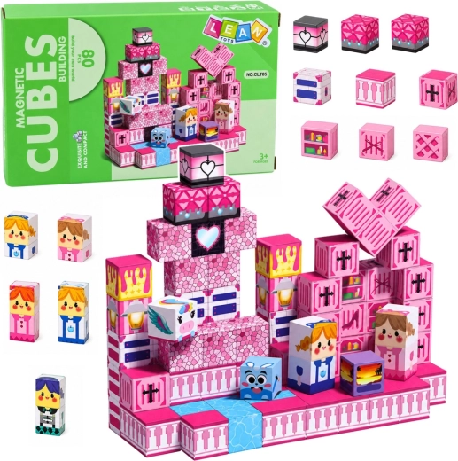 Magnetische Würfel-Pixel – rosa, 80 Teile