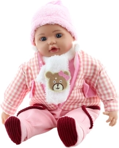 Babypuppe Mädchen mit Bärchenschal, 50 cm