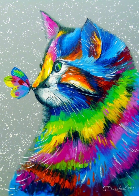 Puzzle Schöne Katze und Schmetterling 1000 Teile