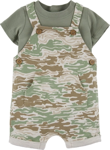 Carter's zweiteiliges Set für Jungen – Kurzarmshirt und Latz-Shorts Green Camo (3 Monate)