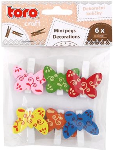 Holzdekorative Klammern mit Schmetterlingen, 6 Stk.