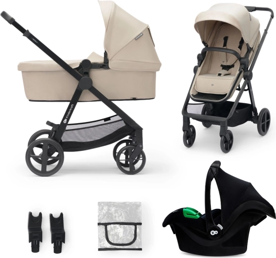Kinderkraft Newly 3-in-1 Kinderwagen Sand Beige + Autositz Mink Pro i-Size