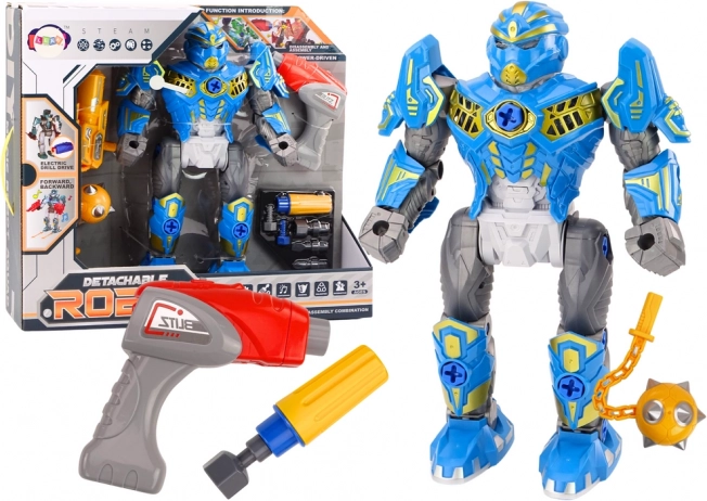 blauer Schraubroboter mit Bohrer, Lichtern und Geräuschen