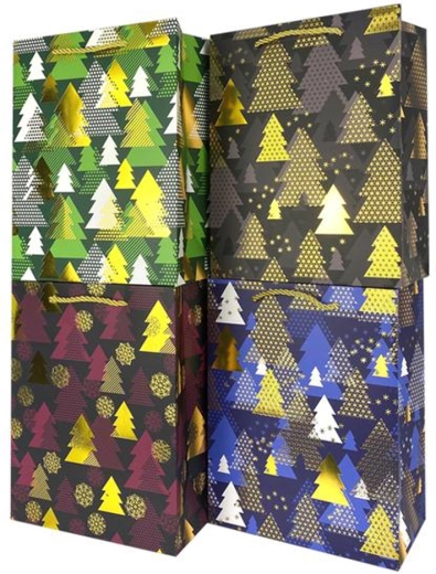 Weihnachtliche Papiertüte für Geschenke 32 × 26 × 12 cm (Motivmix)