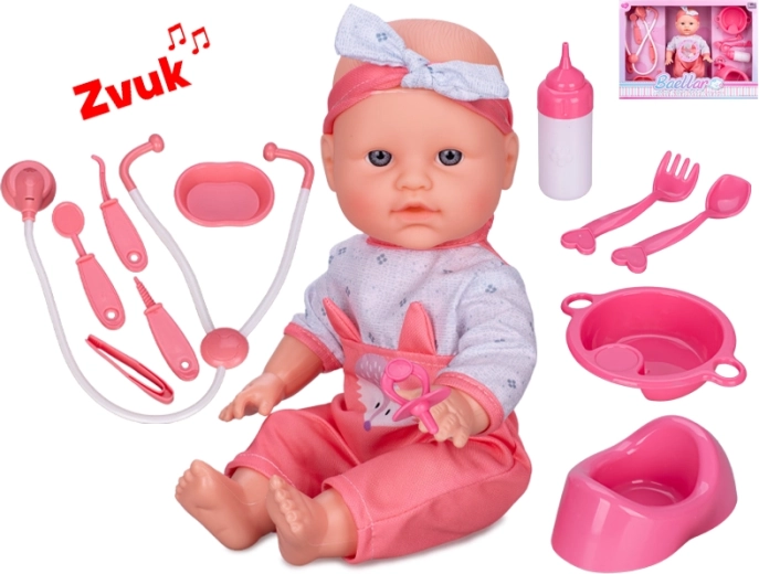 Interaktive Babypuppe 30 cm mit hartem Körper, sie „macht Pipi“ und hat Geräusche