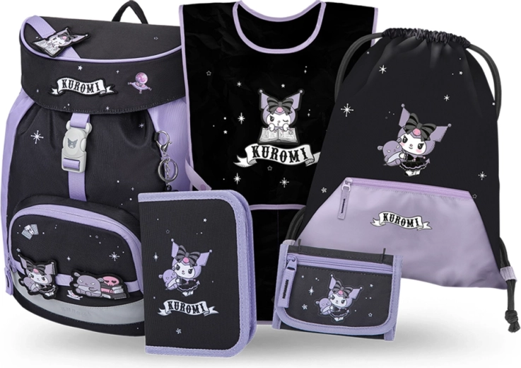 Schulset Baagl Airy Kuromi Fortune dream – Rucksack, Federmäppchen, Turnbeutel, Schürze und Geldbörse (GRS)