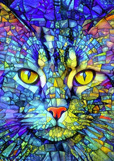 Enjoy Puzzle Fiona, Katze aus Buntglas, 1000 Teile
