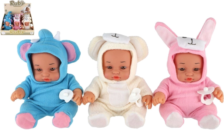 Ruby Baby-Puppe im Plüschoverall mit Sound 25 cm (3 Varianten)