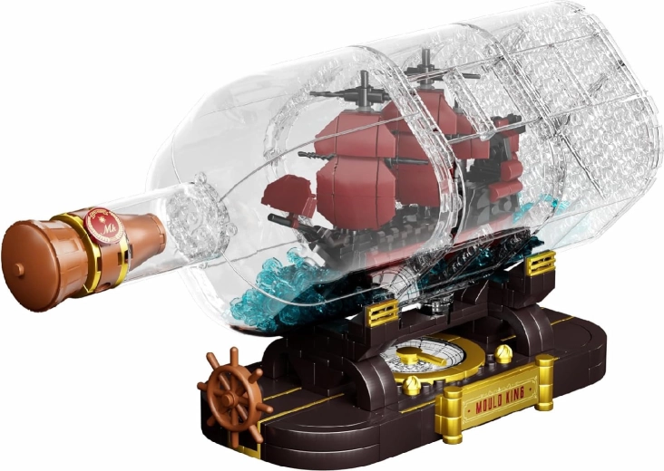 Mould King Bausatz Piratenschiff in roter Flasche, 885 Teile