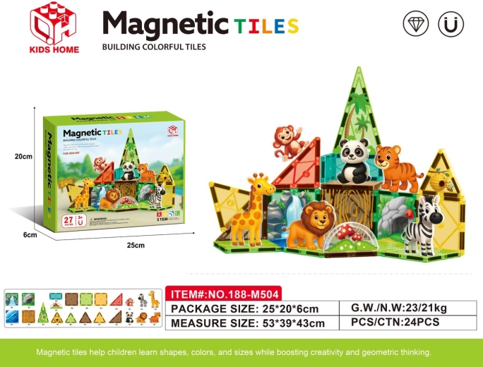 Magnetischer Baukasten ZOO mit 27 Teilen