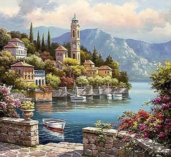 Diamantmalerei Italienische Küste 30 × 40 cm