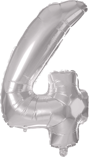 Folienballon Ziffer 4 30 cm silbern TORO
