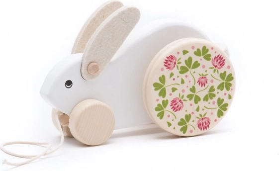 Großer weißer Holz-Ziehhase Bajo