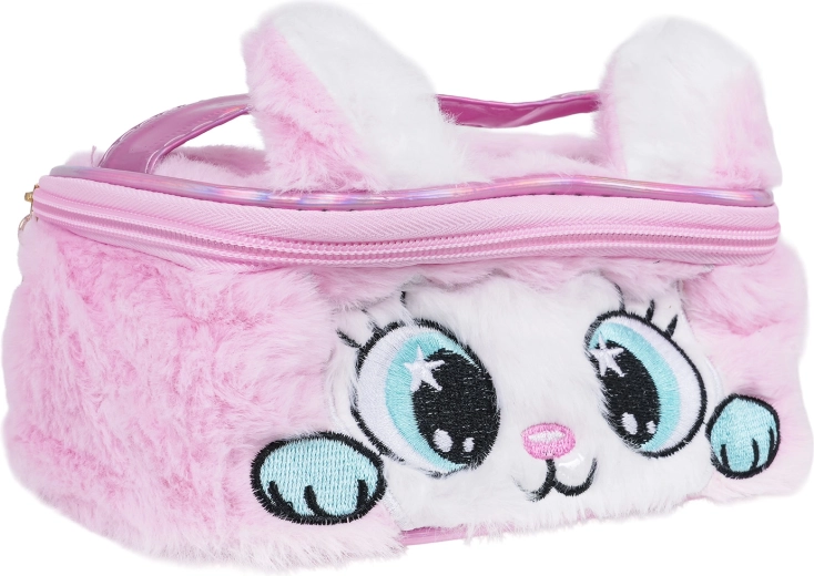 Kinder-Kosmetikset in einer Handtasche mit Kätzchen und Bommel