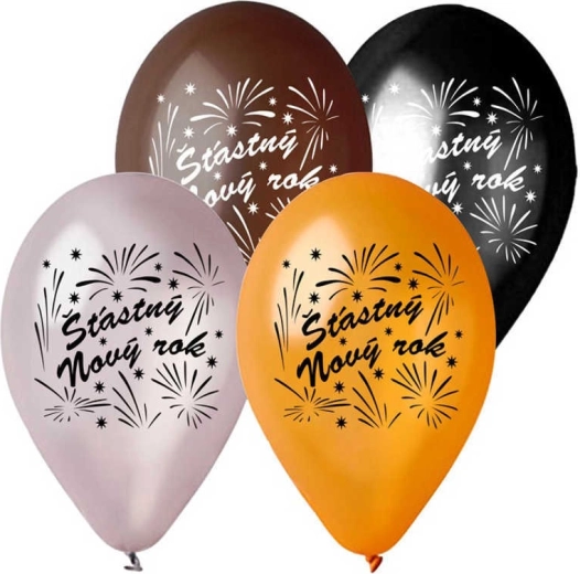 Gemar metallischer Latexballon „Frohes neues Jahr“ 28 cm – 1 Stück