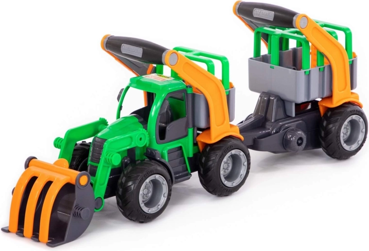 GripTruck-Traktor mit Lader und Anhänger für den Tiertransport