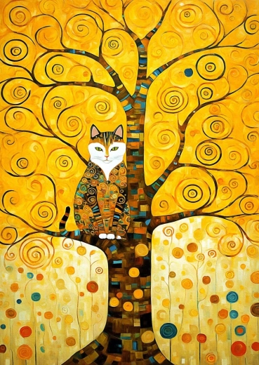 Enjoy Puzzle Gustav-Klimt-Katze am Baum des Lebens, 1000 Teile