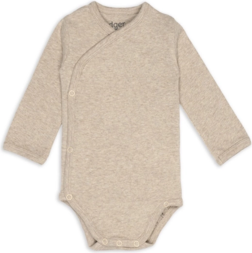 Lodger Wickelbody mit langen Ärmeln melange beige, Gr. 68