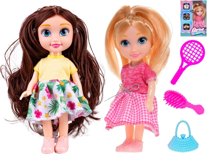 Püppchen 14,5 cm mit Zubehör – Blondine oder Brünette