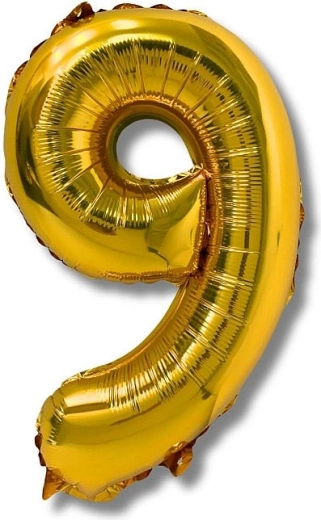 Folienballon Zahl 9, 40 cm, gold