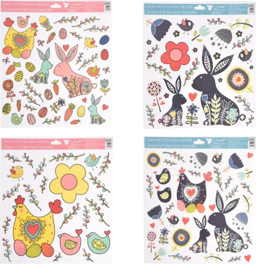 Dekorfolie für Ostern fürs Fenster 30 × 34 cm (Mix aus 4 Motiven)