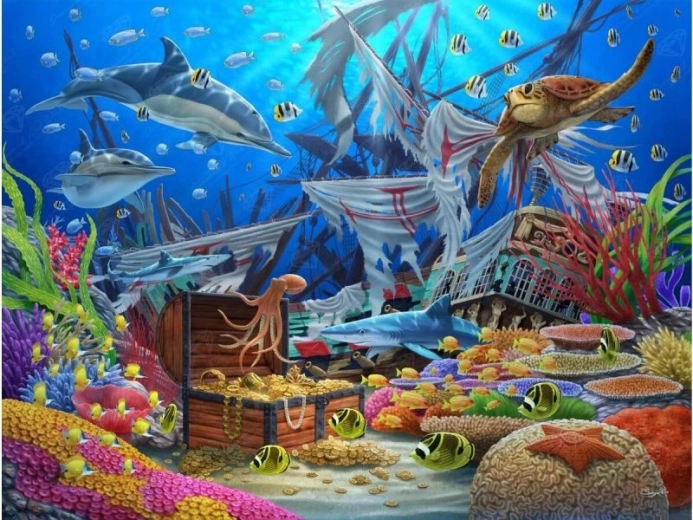 Diamantmosaik (Diamond Painting) Unterwasserschatz 40 × 30 cm