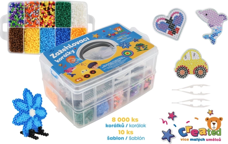 Created Bügelperlen mit Schablonen in Kunststoffbox