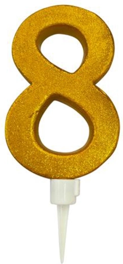 Tortenkerze Zahl 8 gold 16 cm