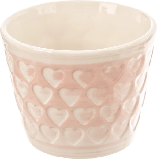 Keramik-Blumentopf Herz rosa-weiß 10 × 10 × 8 cm